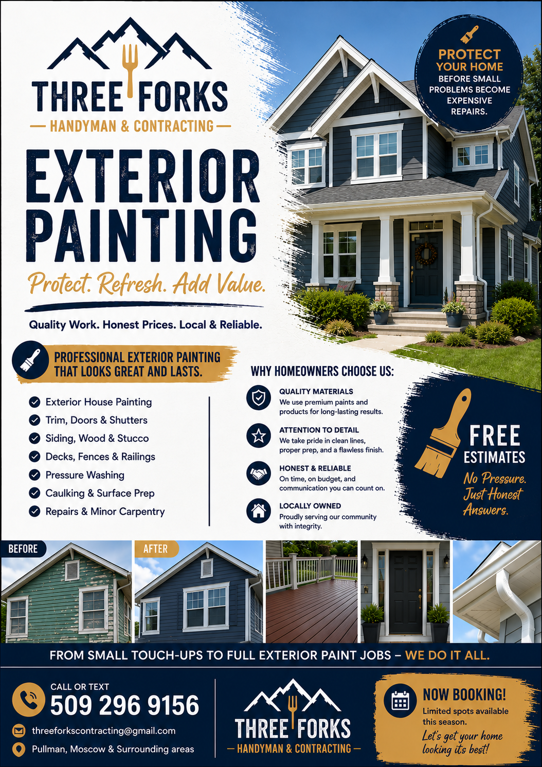 Three Forks Handyman and Contracting — Exterior Painting Flyer